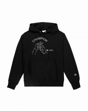 Men's Champio Reverse Weave Hoodie Black | S7MF35