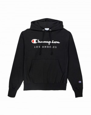 Men's Champio Reverse Weave Hoodie Black | O5DZ88