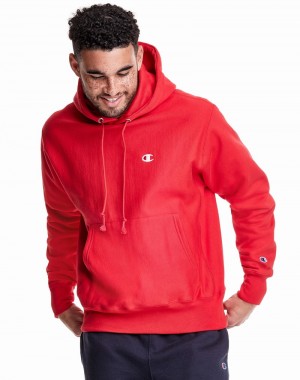 Men's Champio Reverse Weave Hoodie Red | V5ZC37