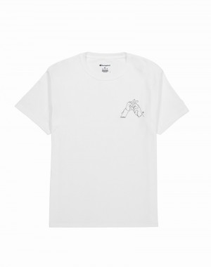 Men's Champio Short-Sleeve Graphic T Shirts White | B7FI90