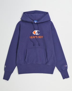 Women's Champio BEAMS BOY Reverse Weave Hoodie Purple | U5IG39