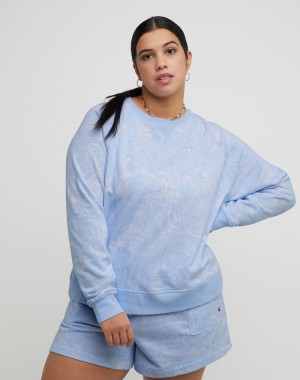 Women's Champio Campus French Terry Crewneck Sweatshirts Blue | N6RO55