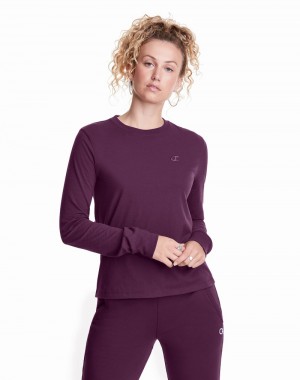 Women's Champio Classic Long-Sleeve T Shirts Purple | Z4KK30