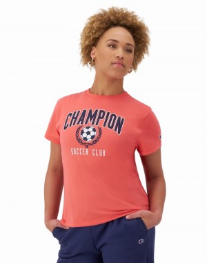 Women's Champio Classic T Shirts Coral | L4IW15