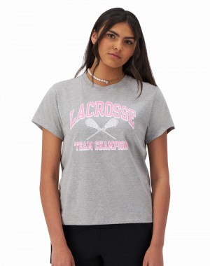 Women's Champio Classic T Shirts Grey | I4GO48