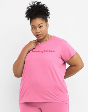 Women's Champio Classic T Shirts Pink | K8UN11