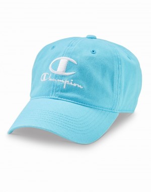 Women's Champio Garment Washed Relaxed Caps Blue | D8BU66