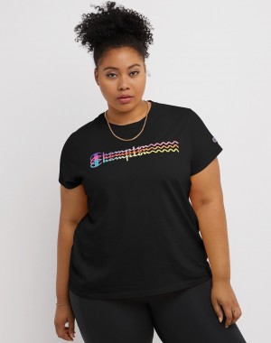 Women's Champio Graphic T Shirts Black | T8FT76