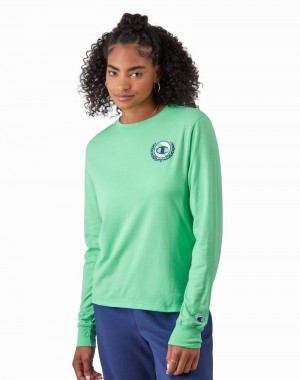 Women's Champio Long Sleeve T Shirts Green | E0TM34