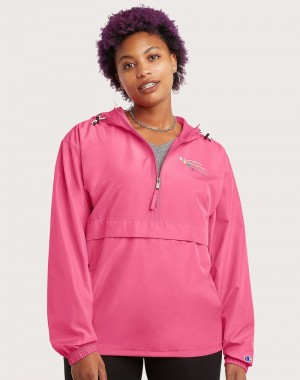 Women's Champio Packable Windbreaker Jackets Pink | N5TL06