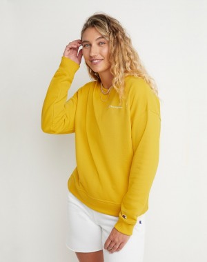 Women's Champio Powerblend Crewneck Sweatshirts Yellow | B2GO89