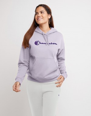 Women's Champio Powerblend Fleece Hoodie Purple | J5HN61