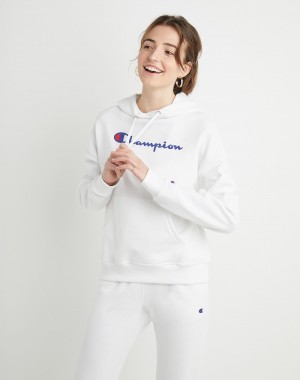 Women's Champio Powerblend Hoodie White | F8OF78