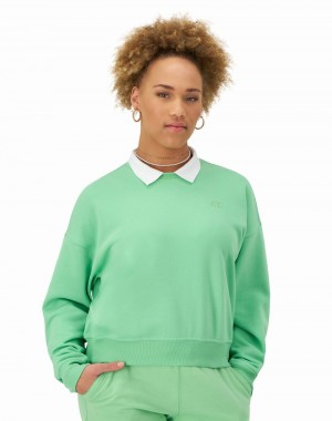 Women's Champio Powerblend Polo Sweatshirts Green | Z4FS29