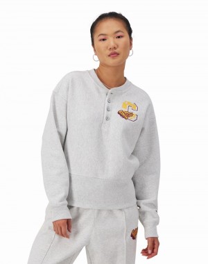 Women's Champio Reverse Weave Henley Sweatshirts Grey | U9DT23