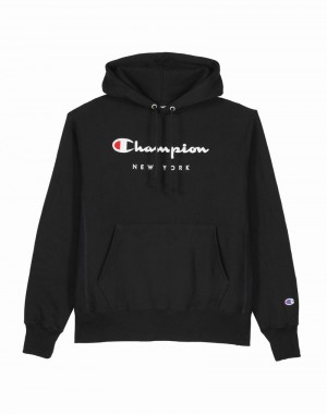 Women's Champio Reverse Weave Hoodie Black | X6BO14