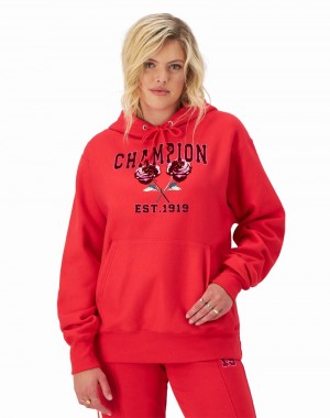 Women's Champio Reverse Weave Oversized Hoodie Red | I4KN48