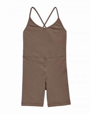 Women's Champio Soft Touch Bodysuit Brown | V4EL36