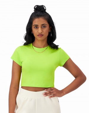 Women's Champio Soft Touch Cropped T Shirts Green | V2LG15