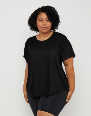 Women's Champio Soft Touch Essential T Shirts Black | F0QL65