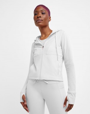 Women's Champio Soft Touch Zip-Up Hoodie Jackets White | X8KA13