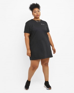 Women's Champio T-Shirt Dress Black | K3VW57