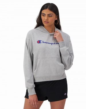 Women's Champio T-Shirt Hoodie Grey | C3WW75