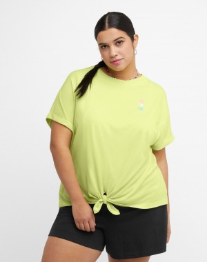 Women's Champio Tie-Front T Shirts Green | N6FL26