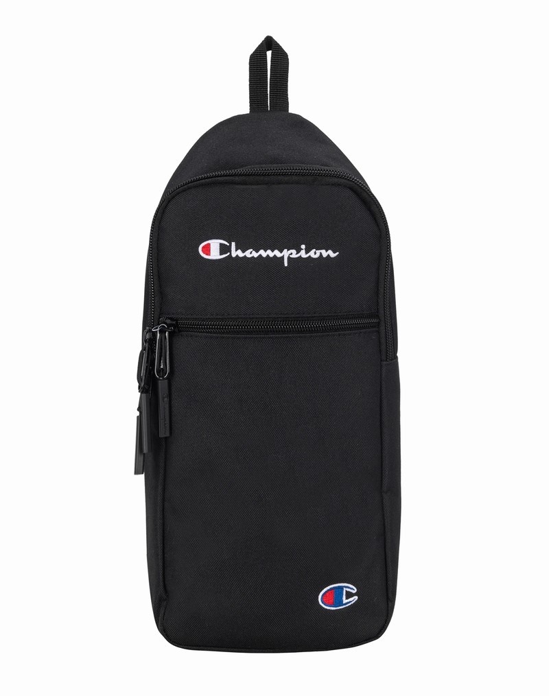 Boys\' Champio Command Sling Shoulder Bags Black | D6SW89