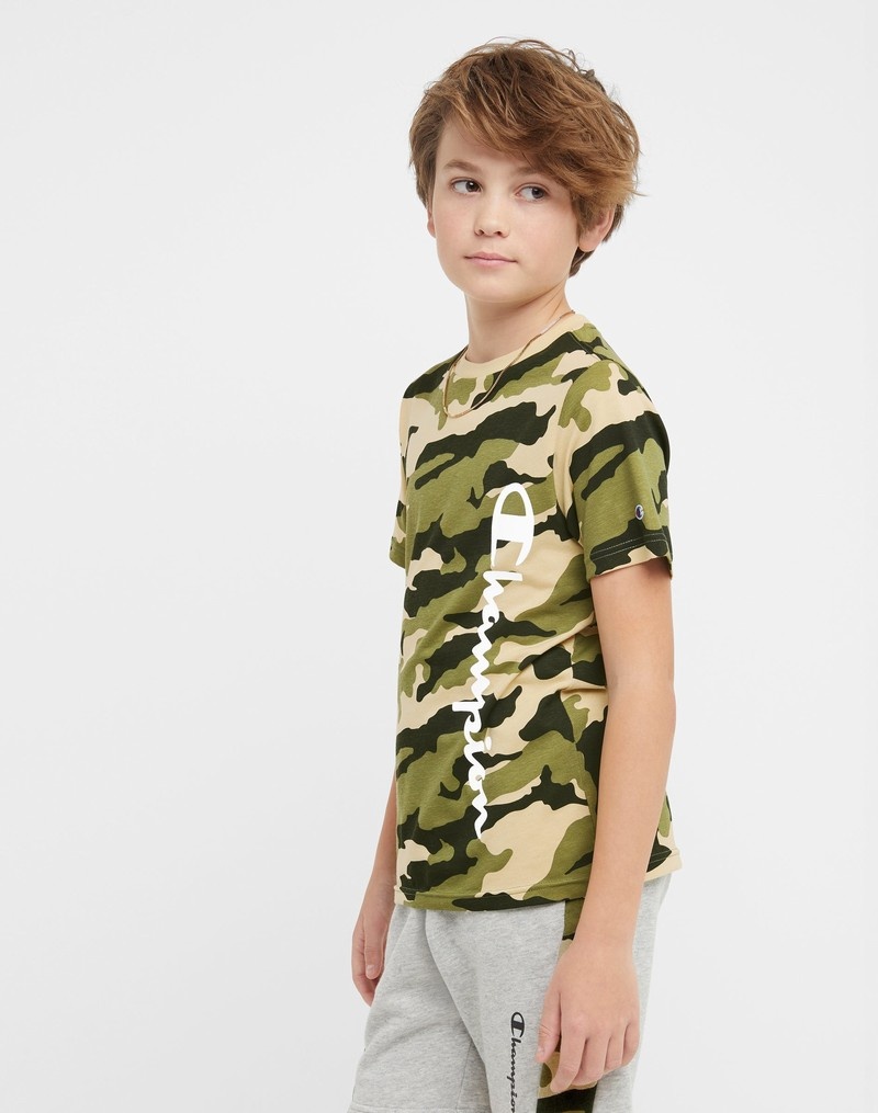 Boys' Champio Crew T Shirts Green | V9BV37