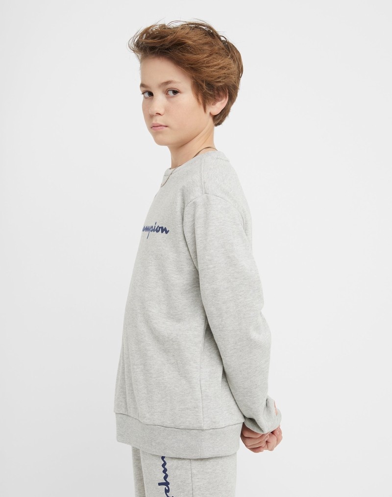 Boys' Champio French Terry Crewneck Sweatshirts Grey | L6SQ32