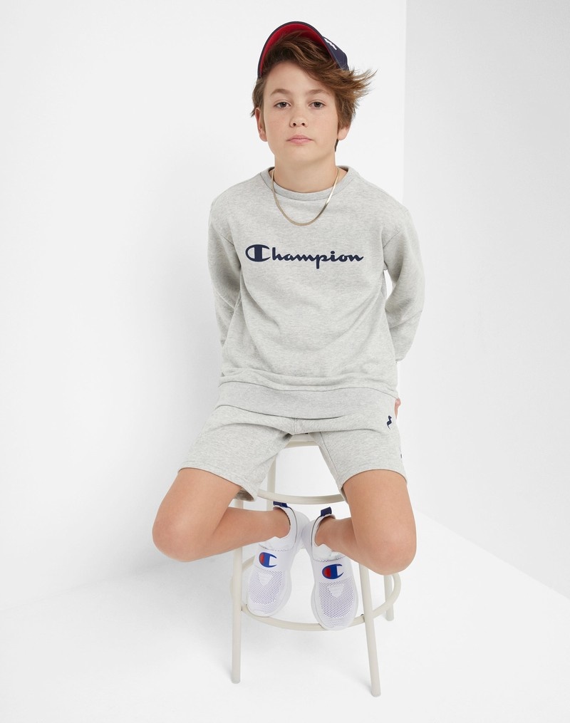 Boys' Champio French Terry Crewneck Sweatshirts Grey | L6SQ32