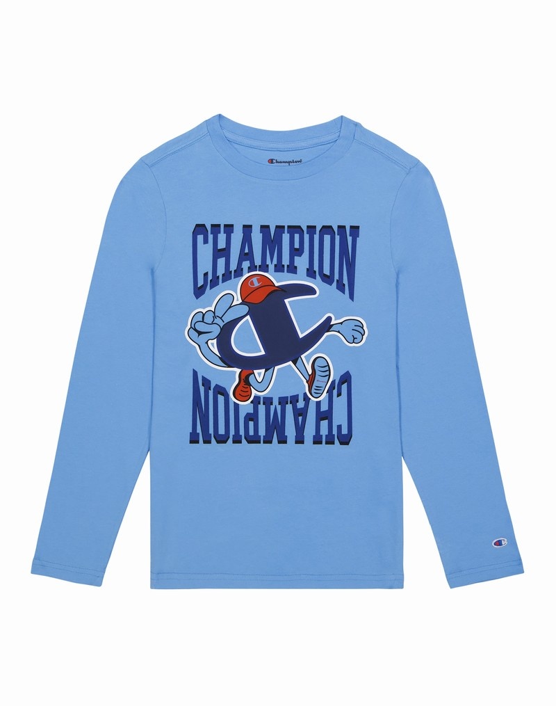 Boys\' Champio Long-Sleeve T Shirts Blue | B6UT44