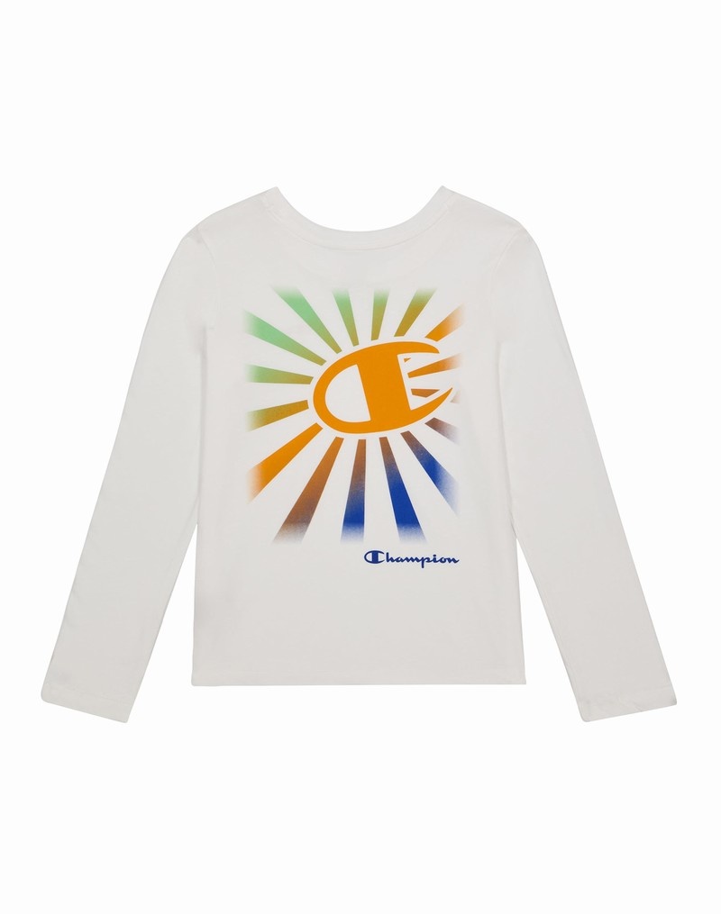 Girls' Champio Classic Long-Sleeve T Shirts White | Y1QY29