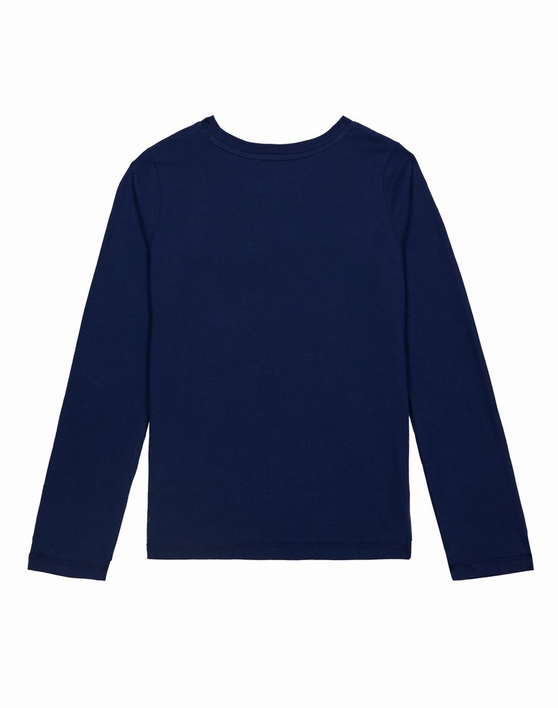 Girls' Champio Classic Long-Sleeve T Shirts Navy | P1TB60