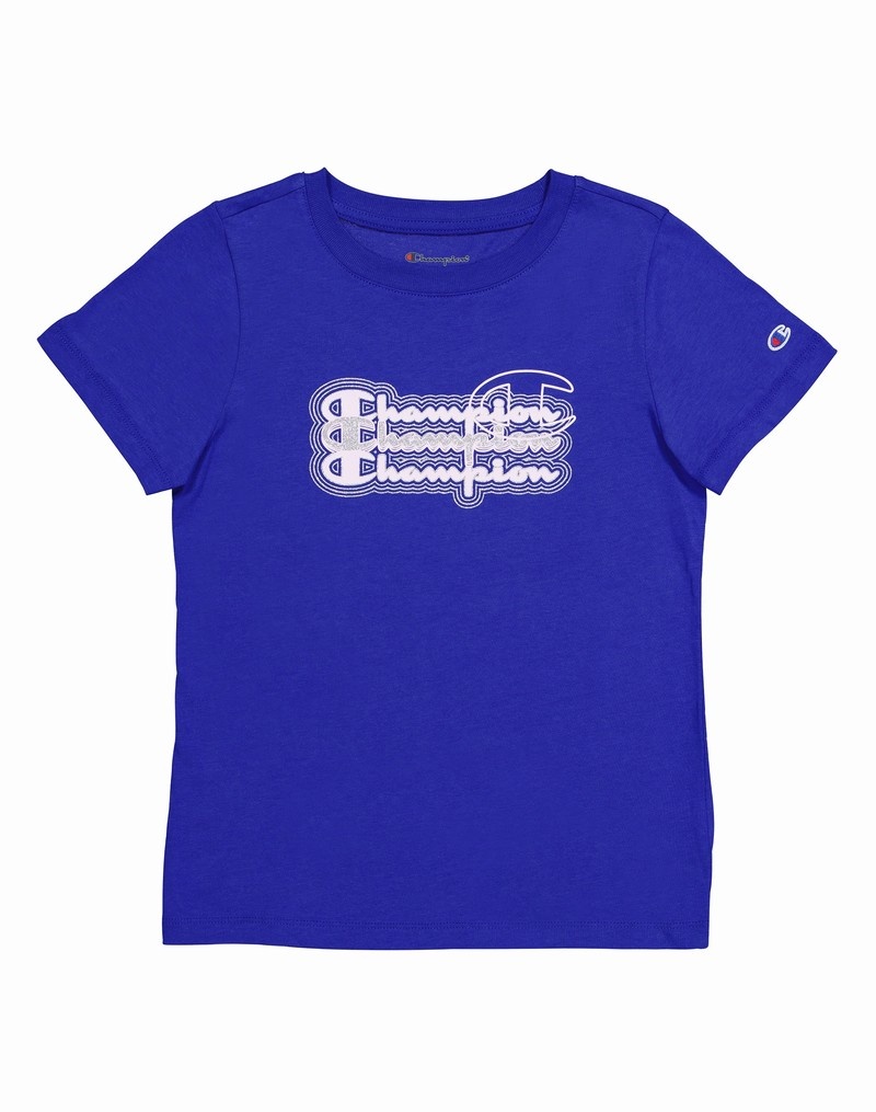 Girls\' Champio Crew T Shirts Blue | G2QW01