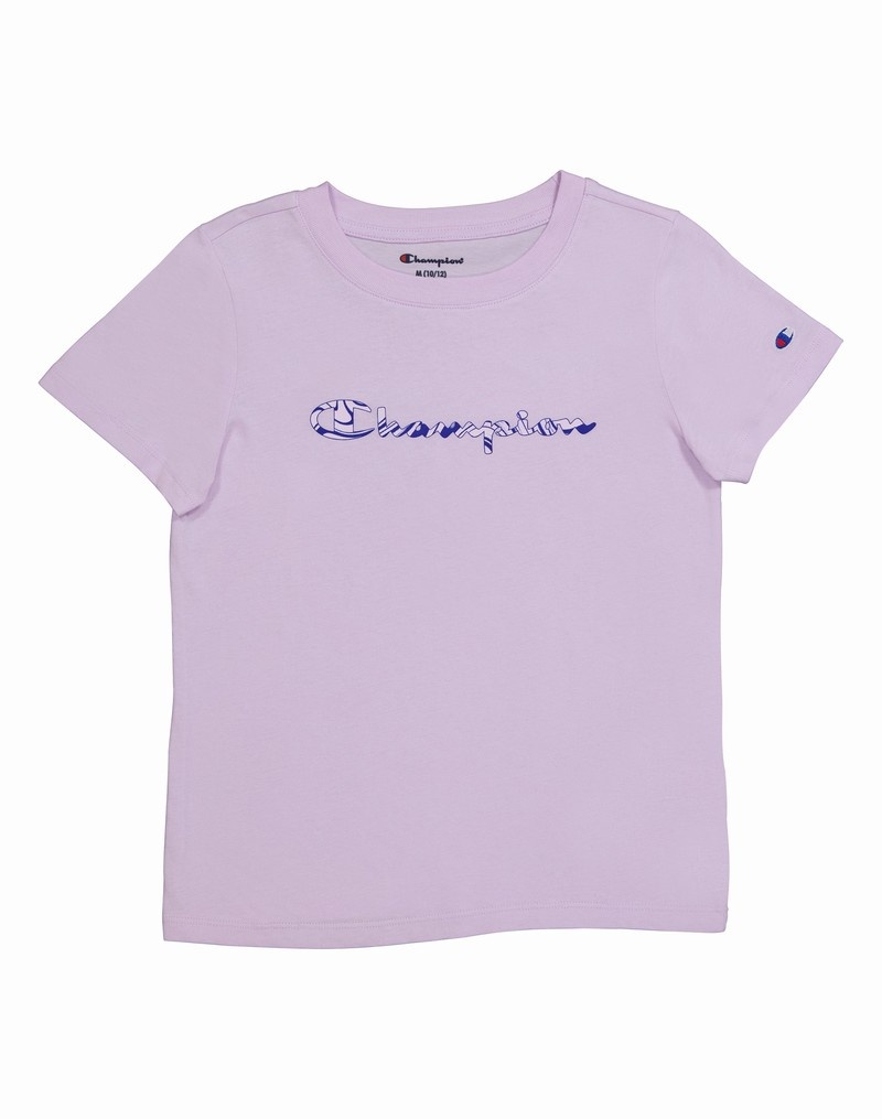 Girls\' Champio Crew T Shirts Lavender | B8TP63