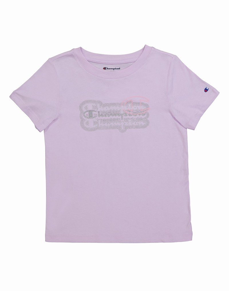 Girls\' Champio Crew T Shirts Lavender | D1FY64