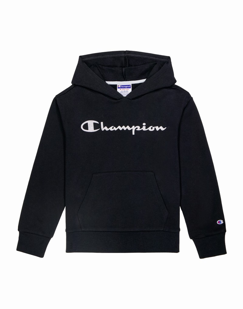 Girls\' Champio Fleece Hoodie Black | S8ZY45