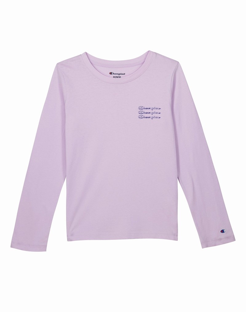 Girls\' Champio Long-Sleeve T Shirts Lavender | T8KG87