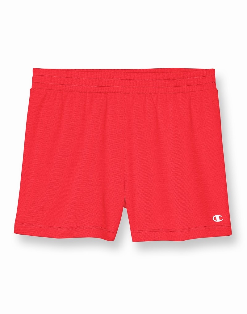 Girls\' Champio Mesh Sport Shorts Red | R1HY40