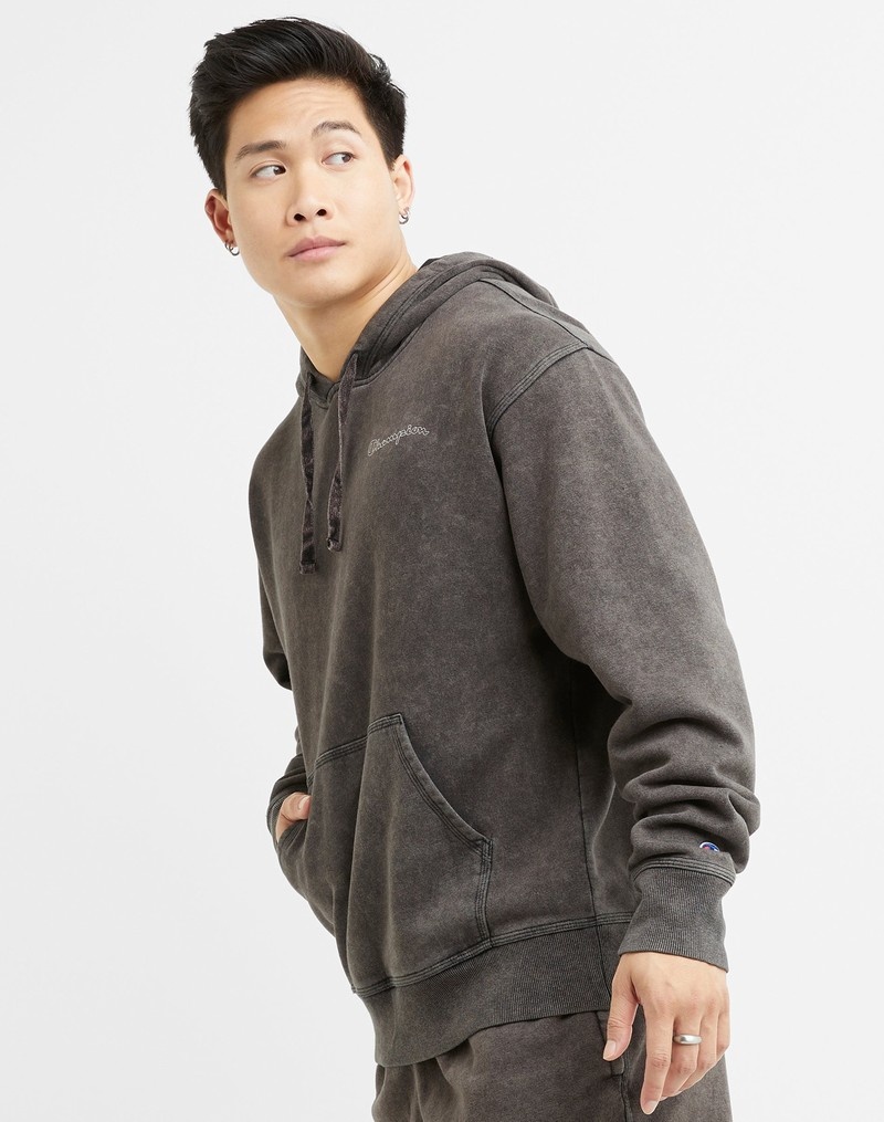 Men's Champio Acid Wash Crew Sweatshirts Grey | C5IX52