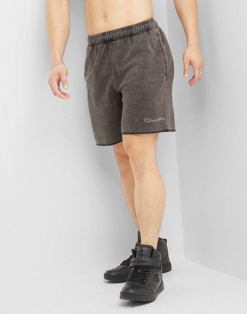 Men's Champio Acid Wash Shorts Grey | D9JR06