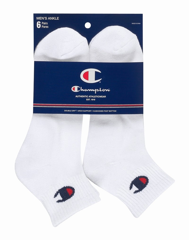 Men's Champio Ankle Extended Sizes Socks White | T5OD13