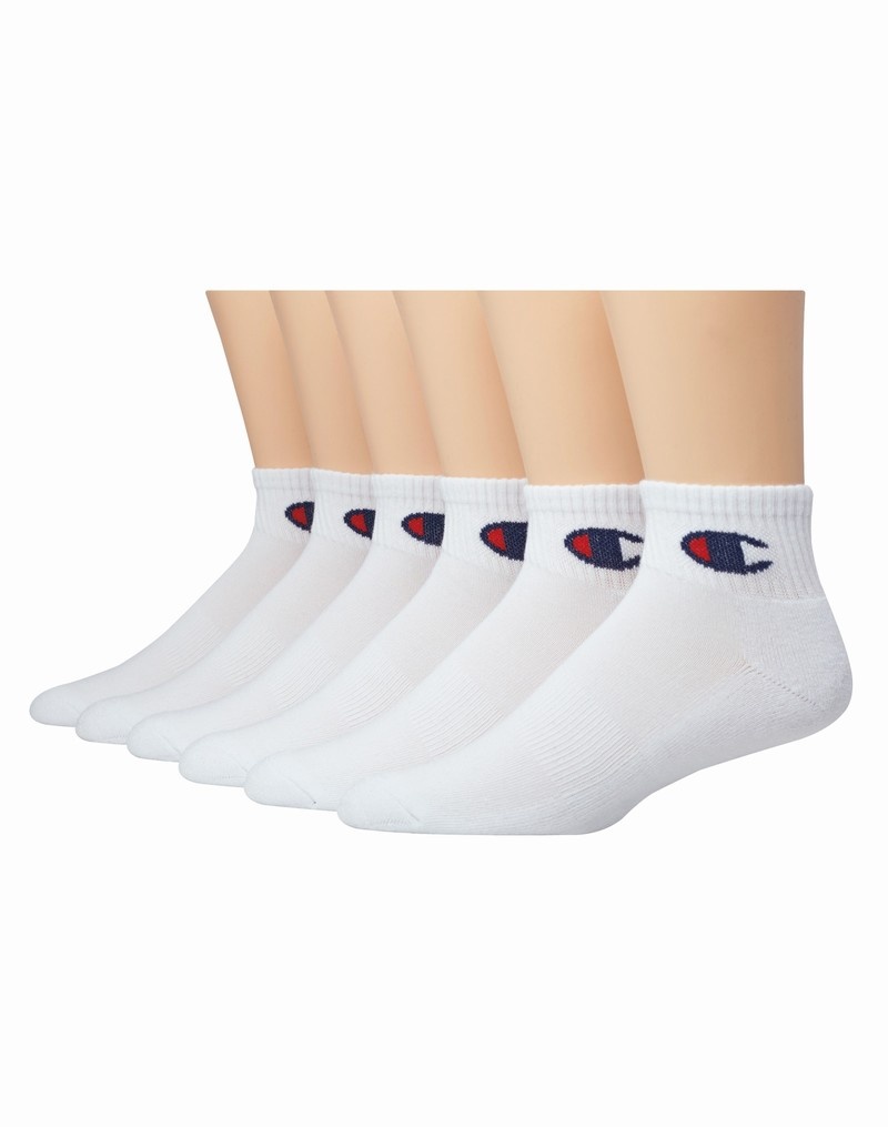 Men\'s Champio Ankle Extended Sizes Socks White | T5OD13