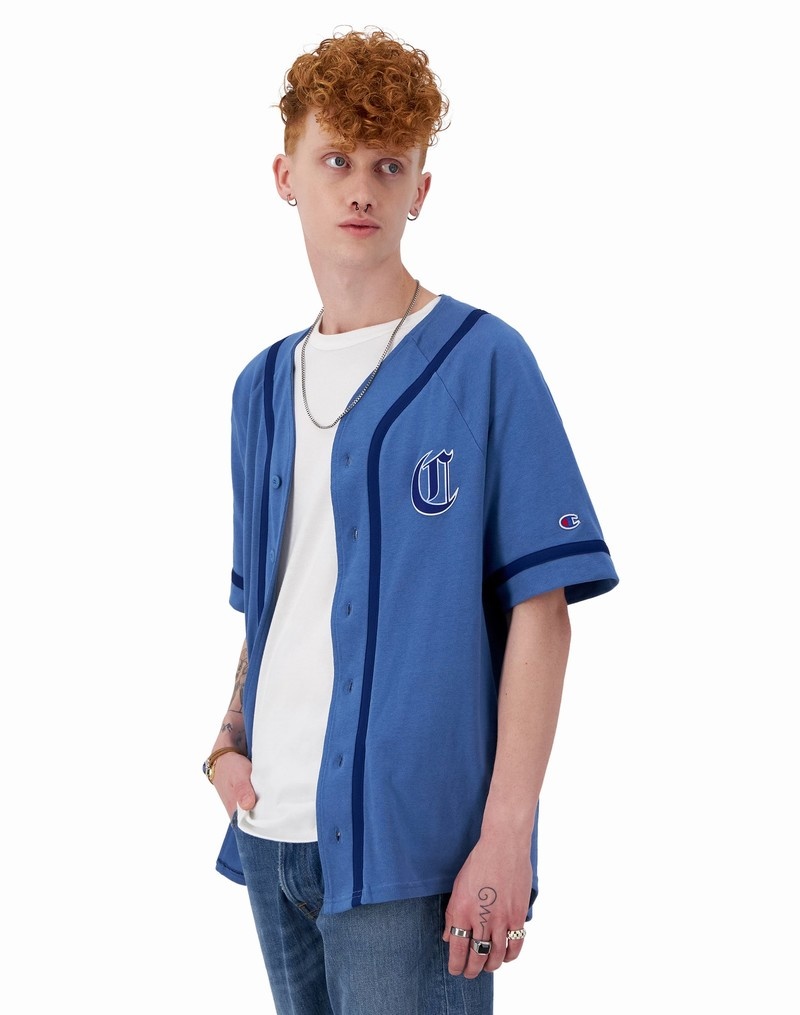 Men's Champio Baseball Jersey Blue | O4NN48