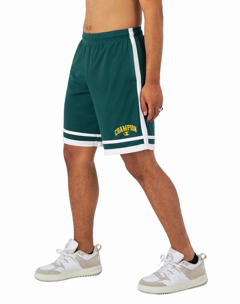 Men's Champio Basketball with Satin Piping Shorts Green | O6NE17