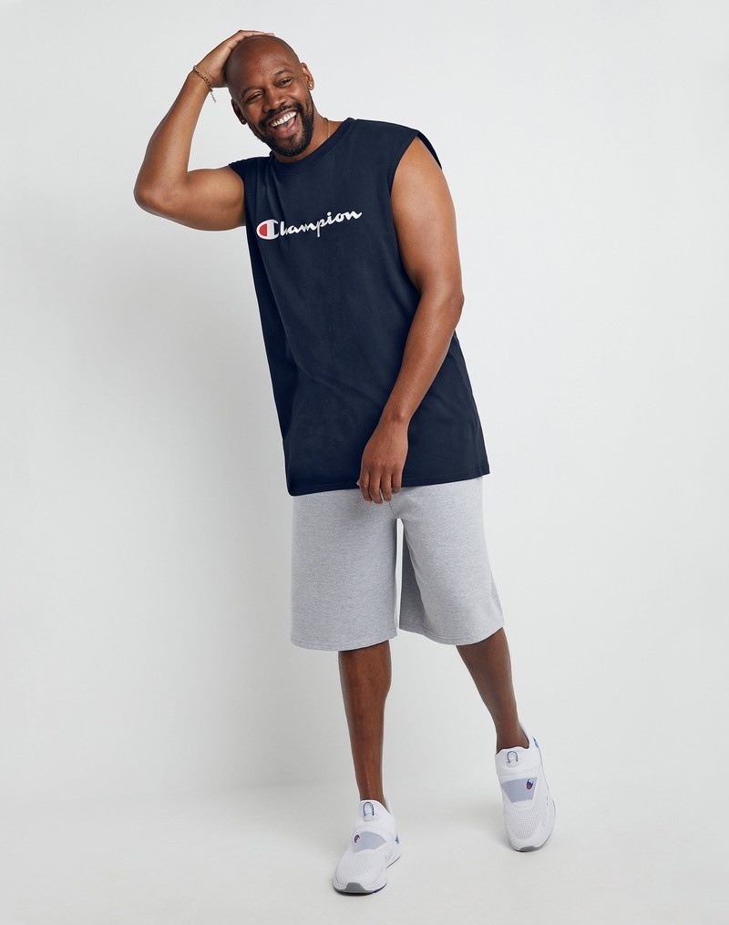 Men's Champio Big & Tall Classic Muscle T Shirts Navy | M8UM76