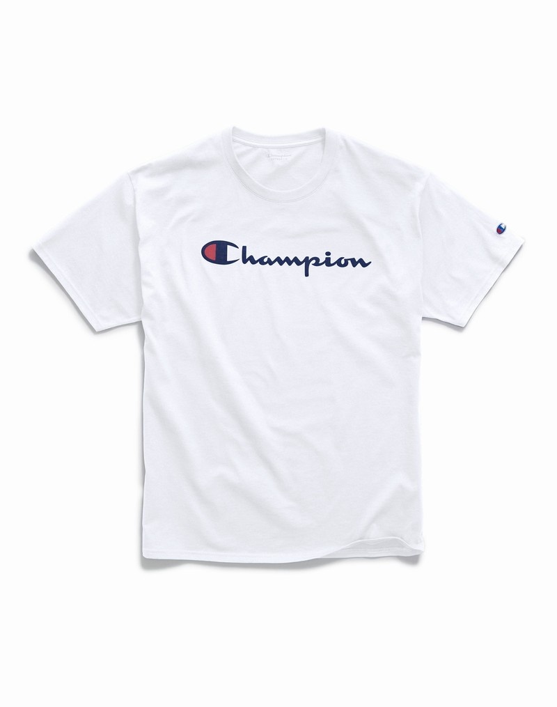 Men's Champio Big & Tall Classic T Shirts White | P1ID47