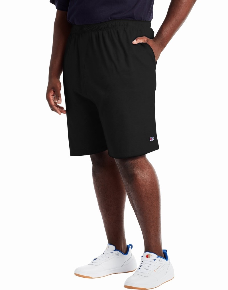 Men's Champio Big & Tall Everyday Cotton Shorts Black | W7MW26